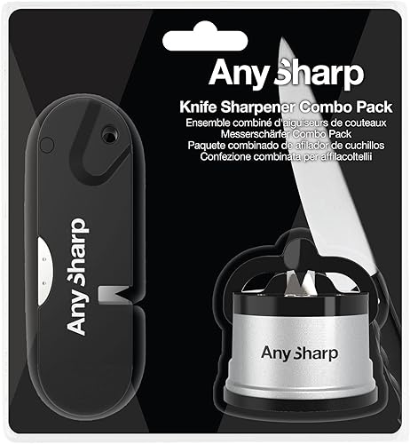 Miniatura 10 de AnySharp Paquete de afiladores de cuchillos, afila cocina, táctico, cuchillos de caza, seguro, con una sola mano, portátil, arrancador de fuego,