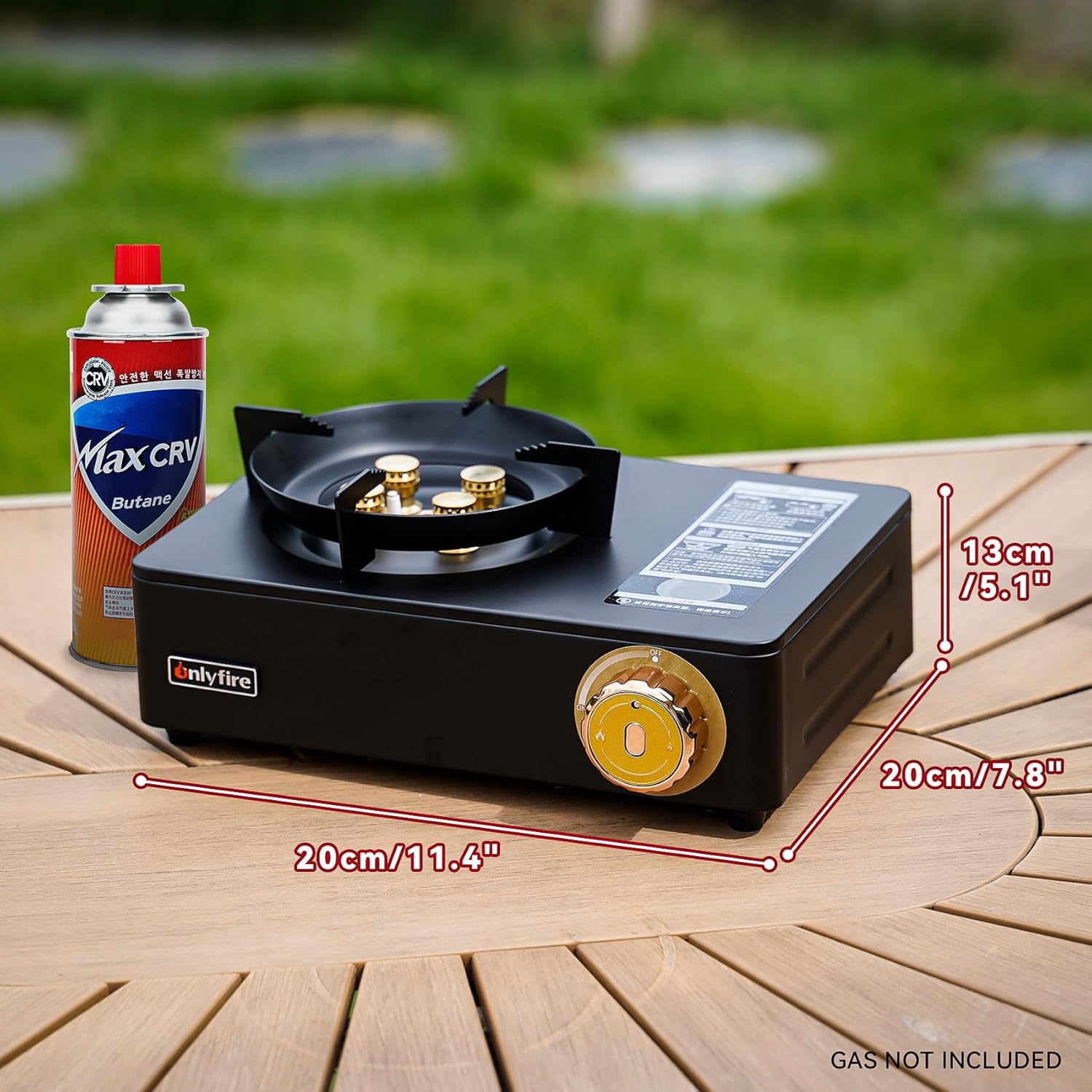 ONLYFIRE OUTDOOR LIVING Butane Gas Stove with Carrying Case, Portable Camping Stove Precise Heat Control, Camp Stove for Patio Cooking Camping Hiking RV Trip Tailgating Emergency Use, GS336GDb
