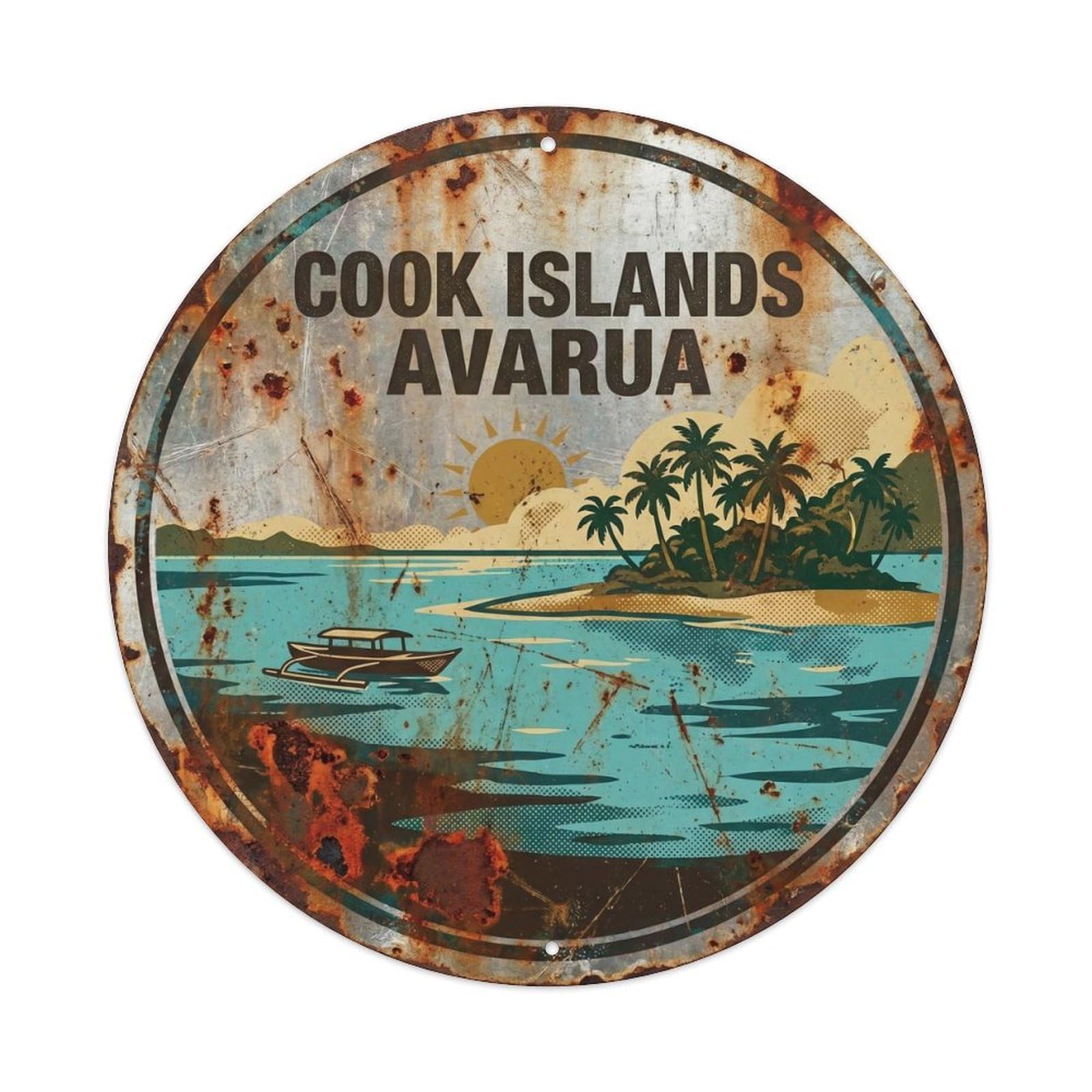 Olyhtr 8X8inch Classic Style Cook Islands Avarua South Pacific Retro Ink Metal Tin Sign