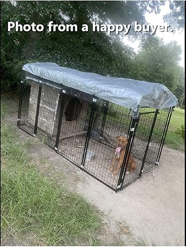 Miniatura 8 de Nueva Perrera modular para perros, panel de acero soldado resistente, cubierta para mascotas, 5 pies de ancho x 10 pies de largo x 5.5 pies de alto