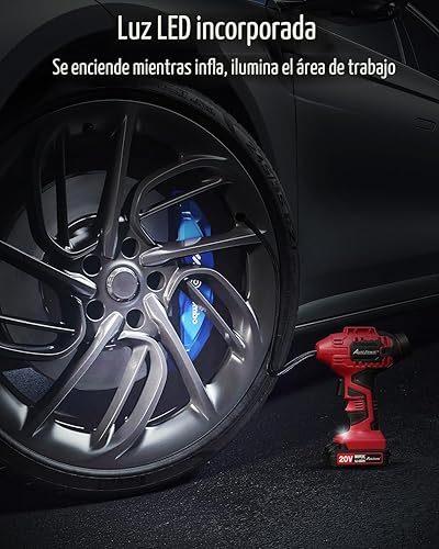 Vista 5 de Avid Power Compresor de aire portátil para inflar neumáticos de auto, bomba inalámbrica de 20 voltios, batería recargable y adaptador de 12 voltios