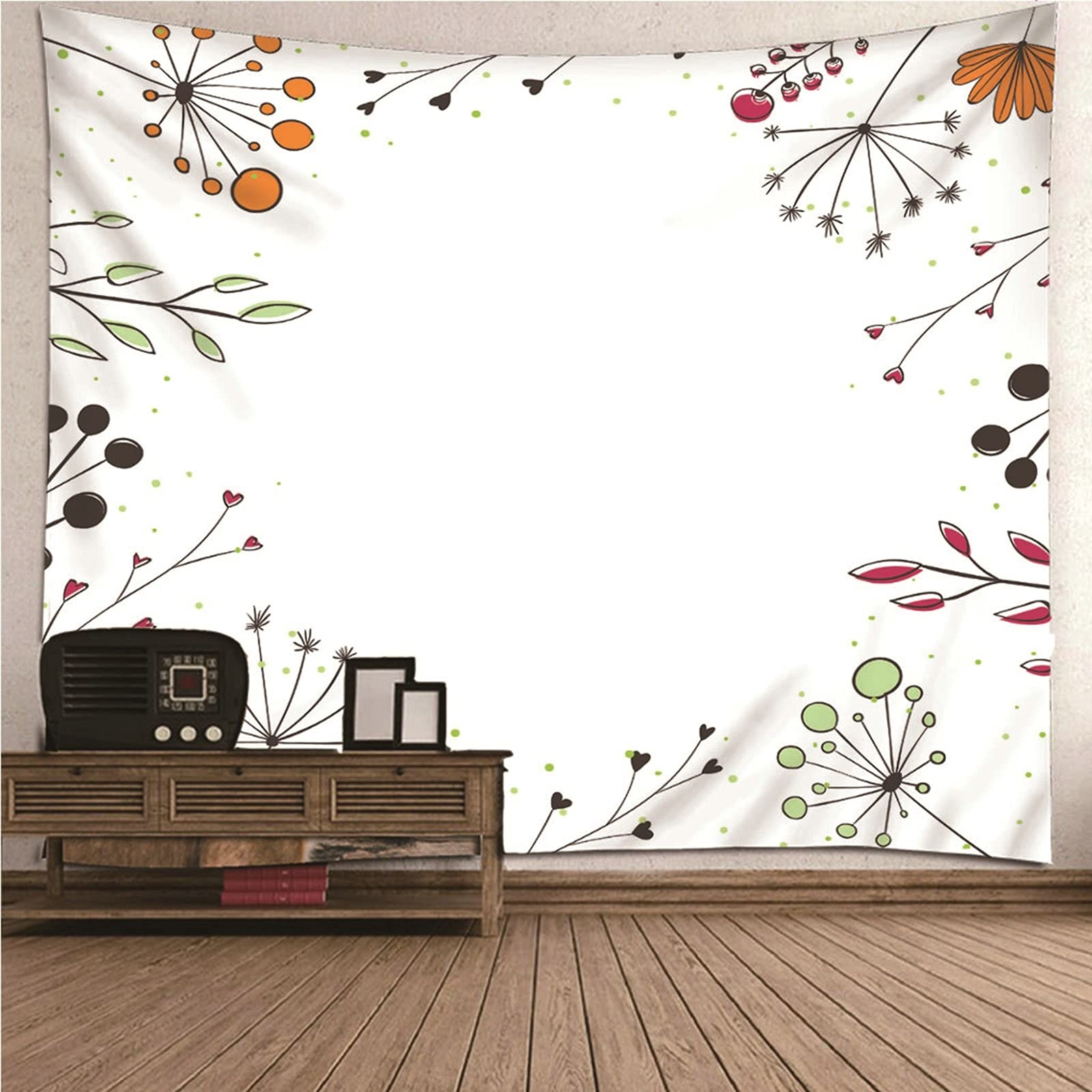 Aeici - Arazzo decorativo per la casa, piante e fiori, da appendere alla parete per soggiorno, camera da letto, dormitorio (260 x 240 cm)