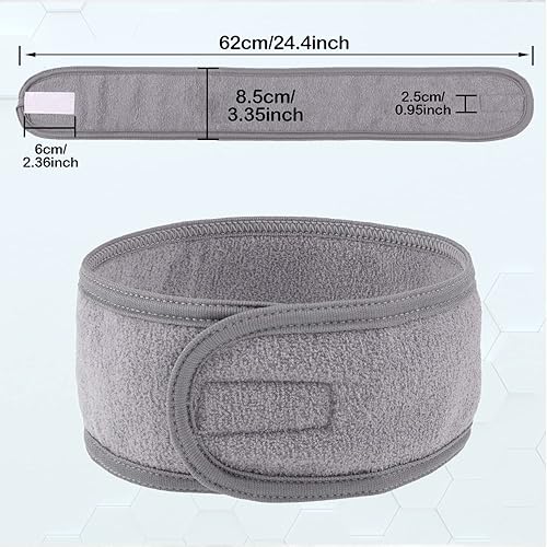 Miniatura 6 de Diadema de spa, 4 piezas de diadema de tela de rizo con cinta mágica ajustable, antideslizante, elástica, toalla lavable para lavado de cara, baño,