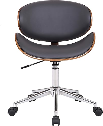 Miniatura 25 de Armen Living LCDAOFCHBL Daphne Silla de oficina de piel sintética negra, con acabado cromado. Bellevue,Cuero de imitación negro,Acabado