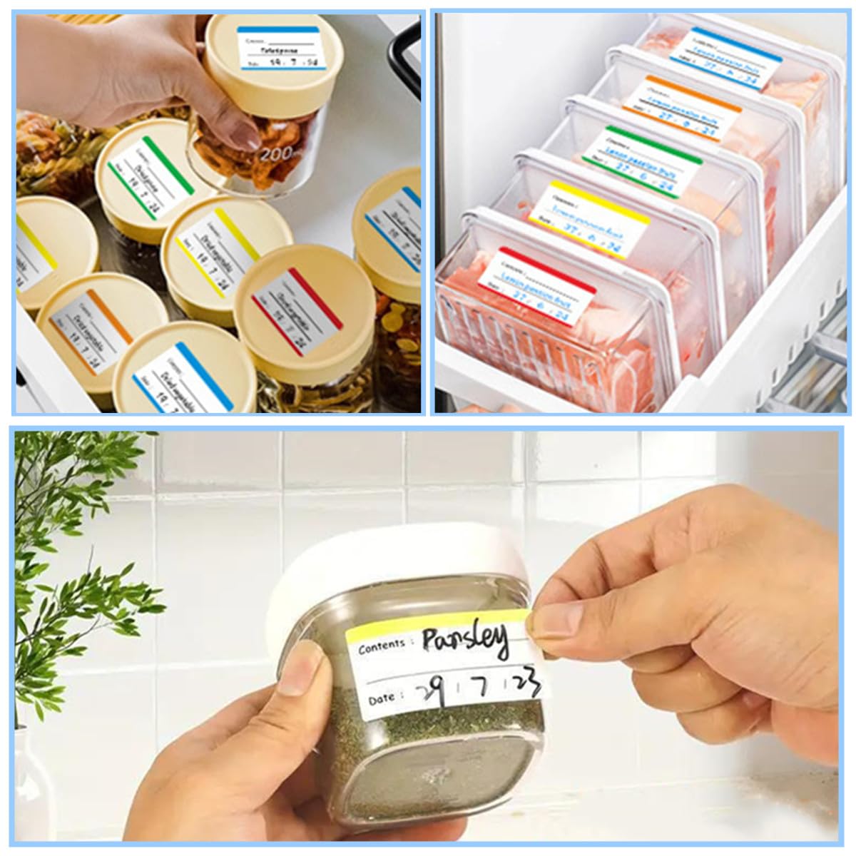 Amazon.co.jp: RuiChy カラフル 冷凍シール 200枚 防水耐油 食品保存