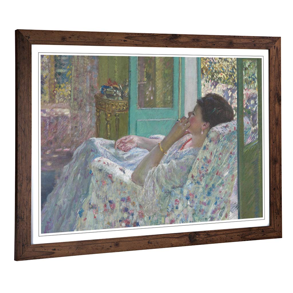 Big Box Art Framed Print of Frederick Carl Frieseke Afternoon in The Yellow Design | Wall Art Picture| Home Decor for Kitchen, Living Room, Bedroom, Office, Walnut, A2 / 24.5x18 Inch / 62x45cm