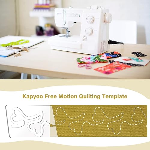 Miniatura 7 de Kapyoo Freemotion - Reglas y plantillas de acolchado para colchas a máquina, suministros de acolchado, patrones de acolchado con agarres