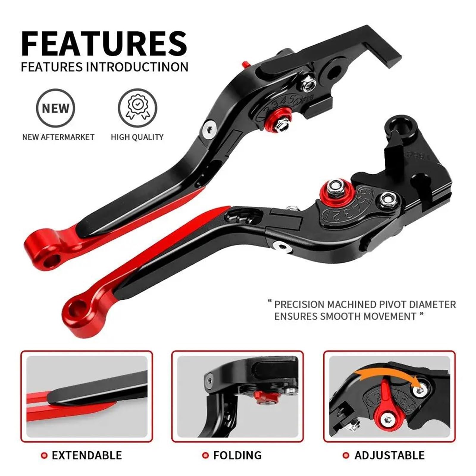 Moto Leviers d'embrayage Frein pour TRANSALP 600 VP VR VS 1993 1994 Leviers Frein À Main Moto Pliables Extensibles Et Réglables Levier d'embrayage Frein(L)