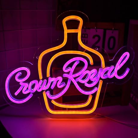 Crown Canadian Whiskey Neon Sign | Illuminated Artwork Light for Man Cave
