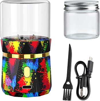 Mini Grinder Rechargeable Electric grinder for Spice, Pepper and with 2PCS 50ml Glass Jars, electric pill crusher fine powder