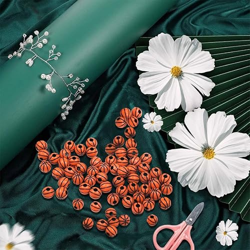 Miniatura 3 de ZGQHZR 150 cuentas acrílicas de baloncesto para pulseras, cuentas de bola con 2 cordones elásticos de cristal, 2 tijeras para hacer joyas, collares,