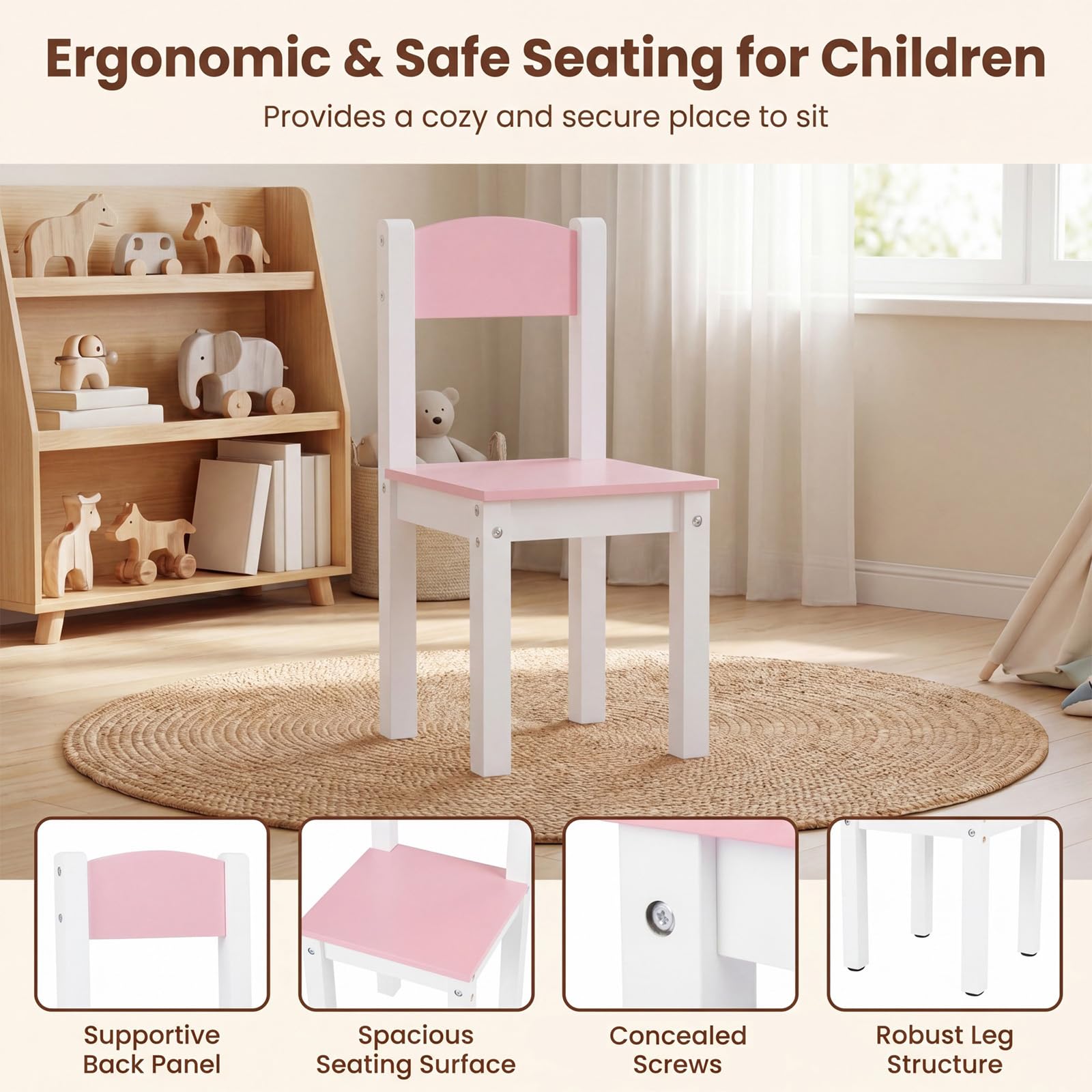 RELAX4LIFE Coiffeuse Enfant avec Miroir et Tabouret, Rangement Multiple