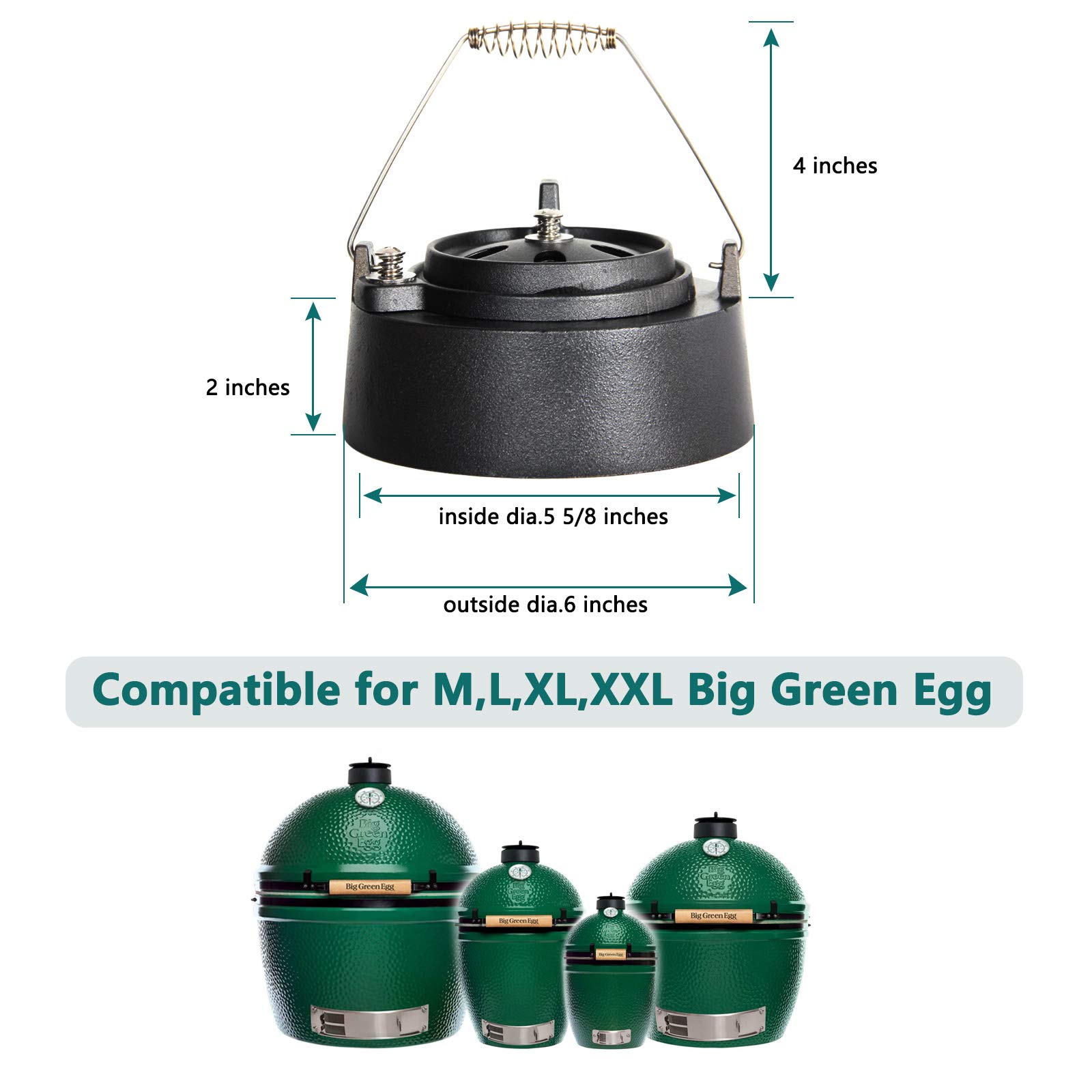 KAMaster Cast Iron Chimney Cap for Big Green Egg Daisy Wheel Large