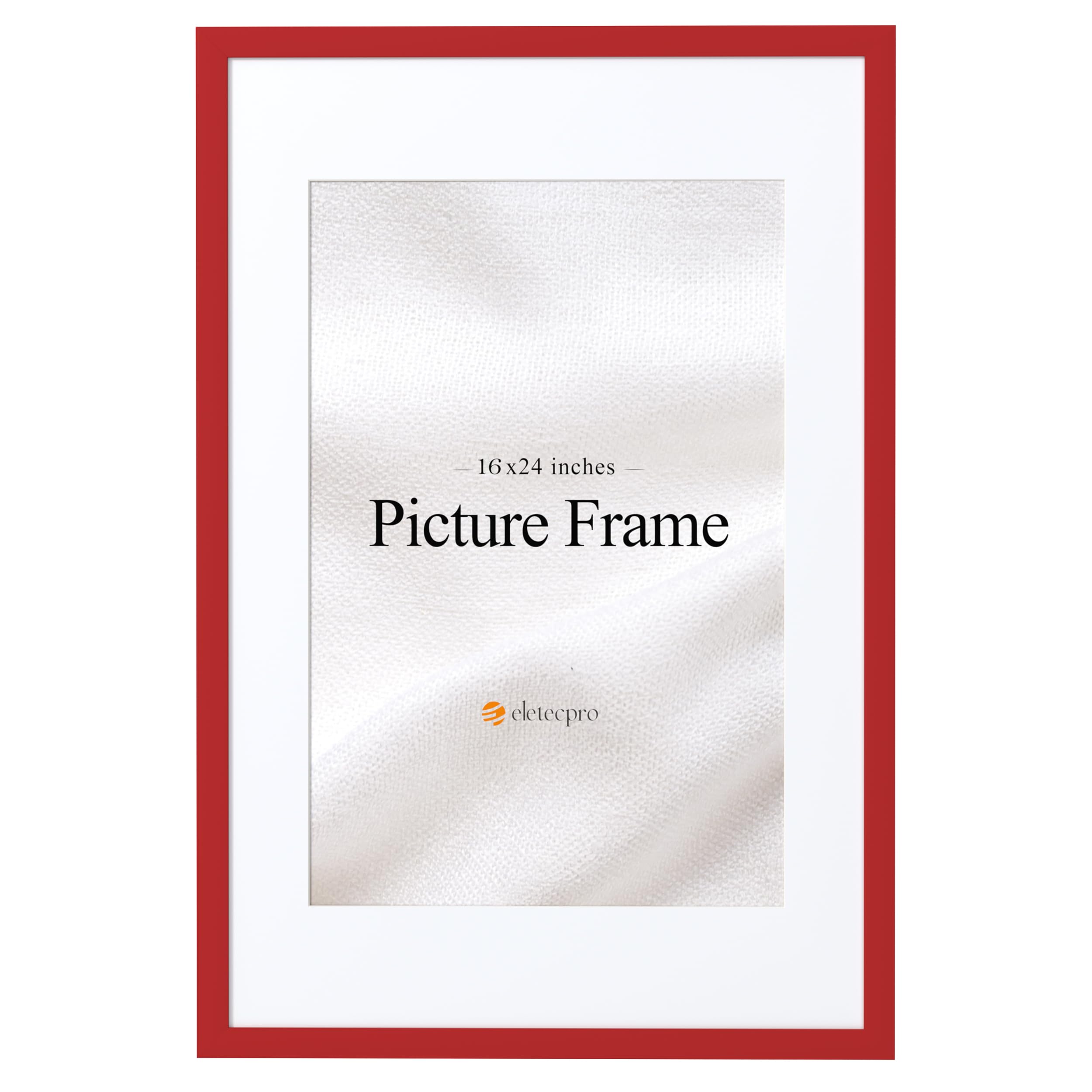 eletecpro 16x24 inches picture frame, display photo 12x18 with mat or 16x24 without mat, red poster frames made of engineered wood and acrylic cover, ready for gallery wall horizontal or vertical display