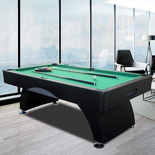 Billiards Table，7 FT Pool Table with Premium Accessories, Durable Matte-Black Finish, and Heavy Duty Legs for Modern Adult Rrec Room Family Game Room