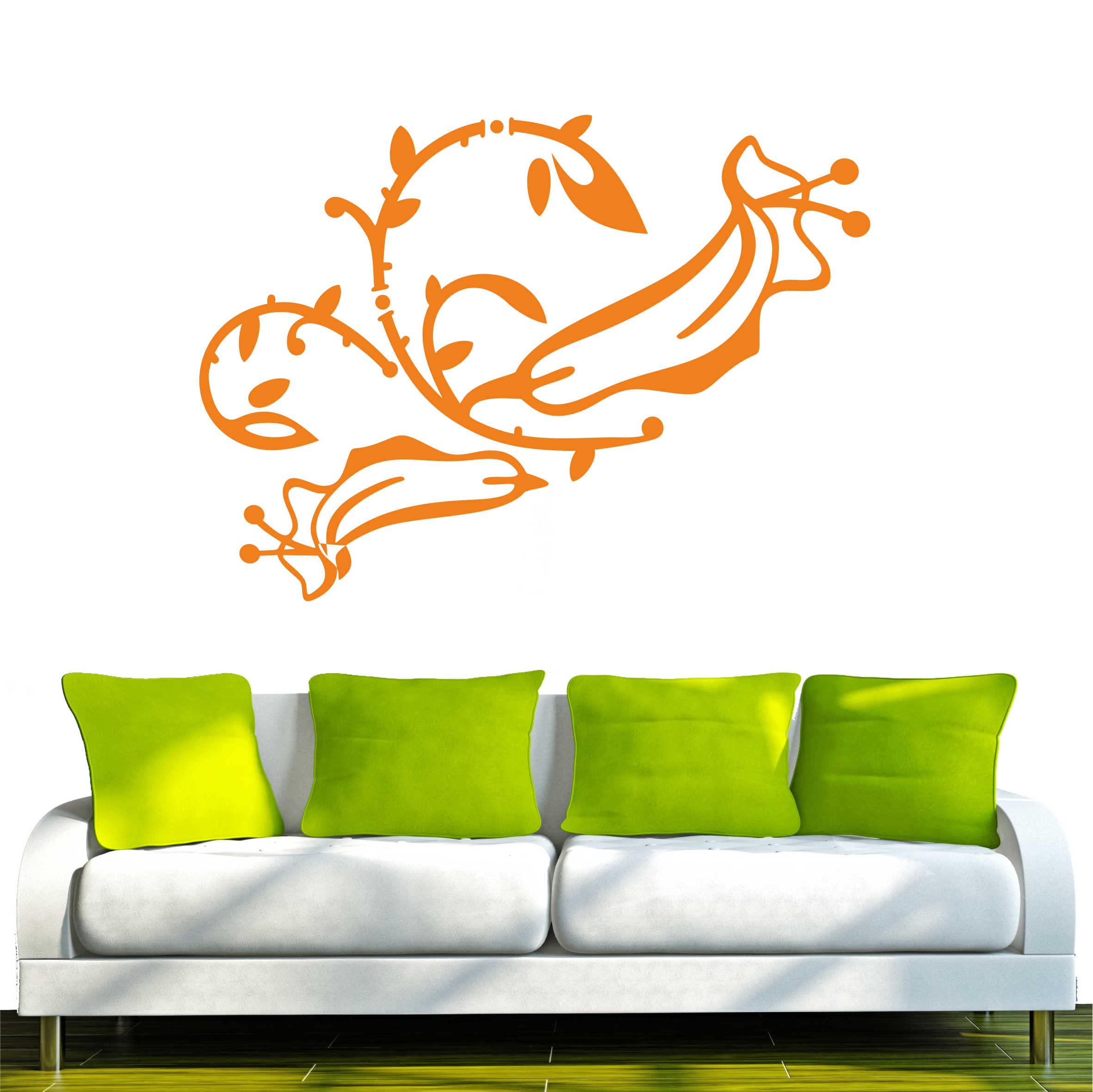 INDIGOS UG - Wandtattoo Wohnzimmer - Wandaufkleber Blume 160x116 cm - orange f67 - Aufkleber Kinderzimmer Schlafzimmer Küche Badezimmer Büro Dekoration