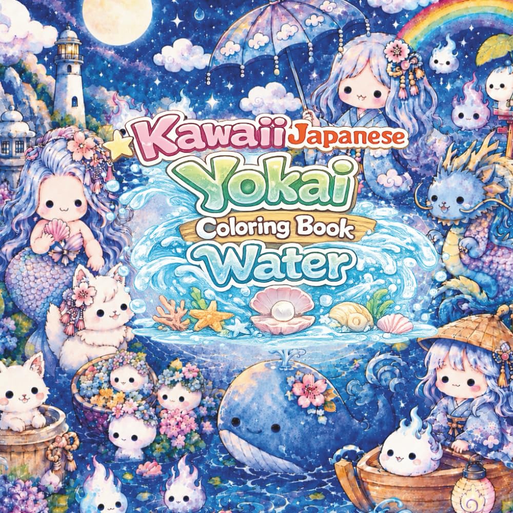 Kawaii Japanese Yokai Water: Coloring Book