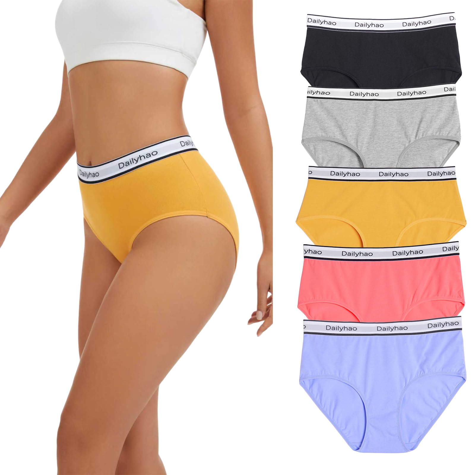 Women Underwear Cotton Mid Rise Full Coverage Soft 5-Pack