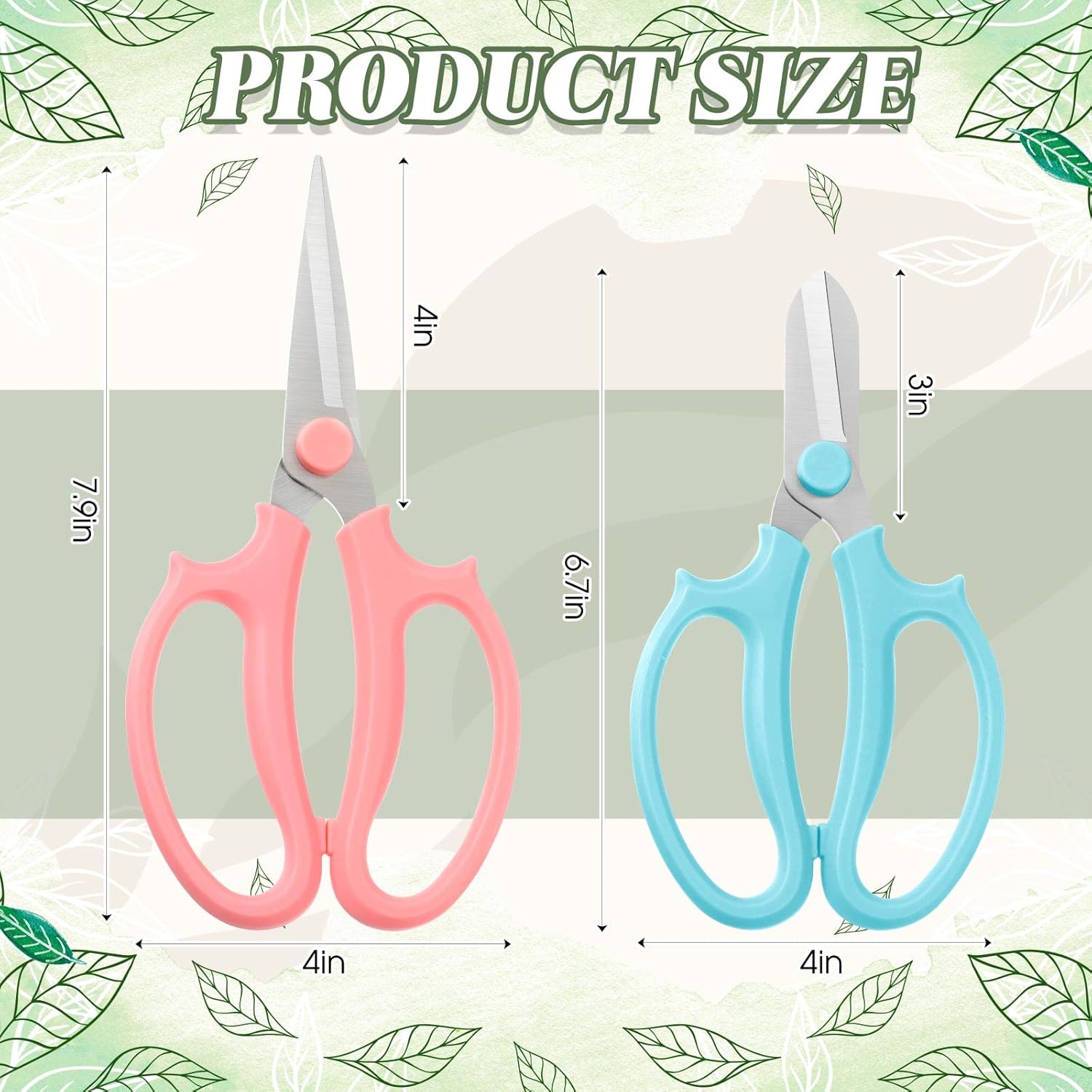 12 Pcs Gardening Tools Flower Scissors Flower Bar Supplies Pastel Rainbow Color Pruning Scissors Floral Shears Stainless Steel Garden Clippers Cutters for Branches Leaves, Gift for Women(Cute Color)