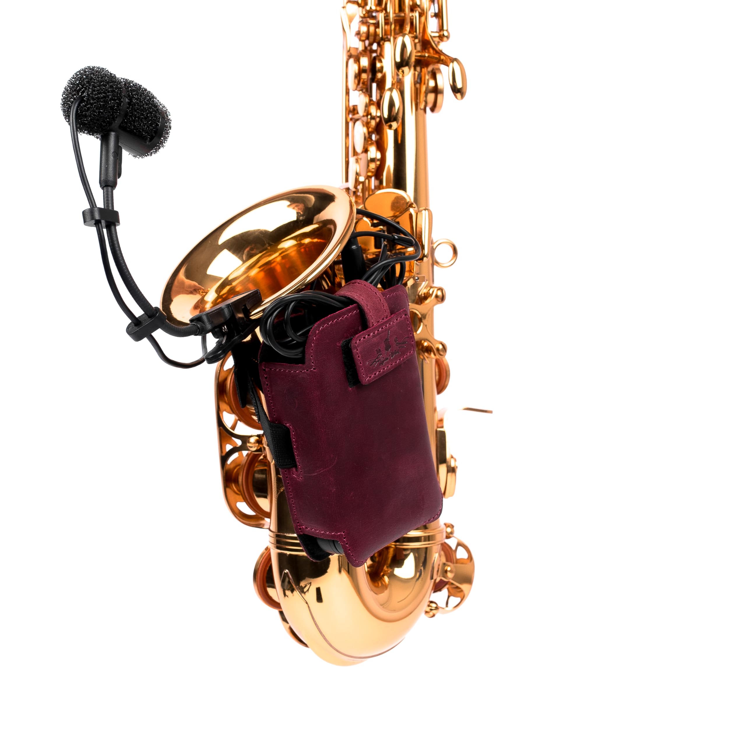 Soporte para transmisor de micrófono de saxofón. Correas elásticas ajustables. Ajuste seguro. Ideal para jazz, estudio, conciertos en vivo