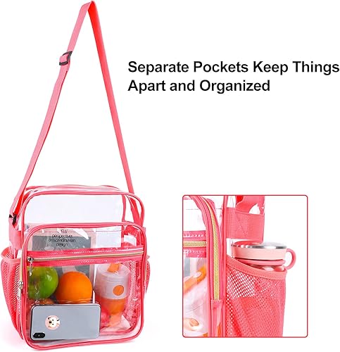 Vista 27 de Bolsa transparente aprobada para estadios, bandolera transparente con correa ajustable para conciertos, eventos deportivos Negro