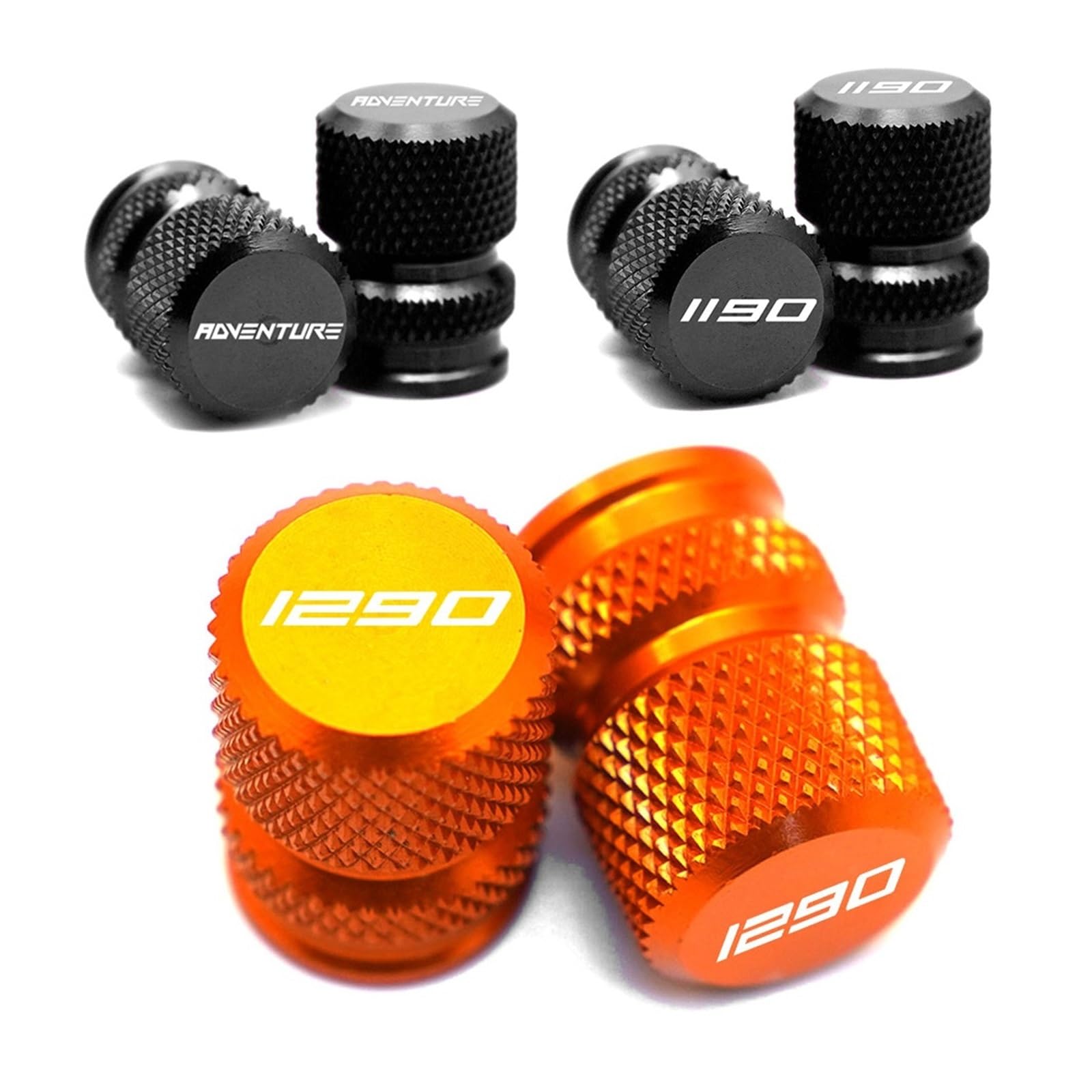 Bouchons De Valve Aluminium Pour KTM Adventure - Capuchon Décoratif Et Protecteur Poussière/eau (orange/noir)
