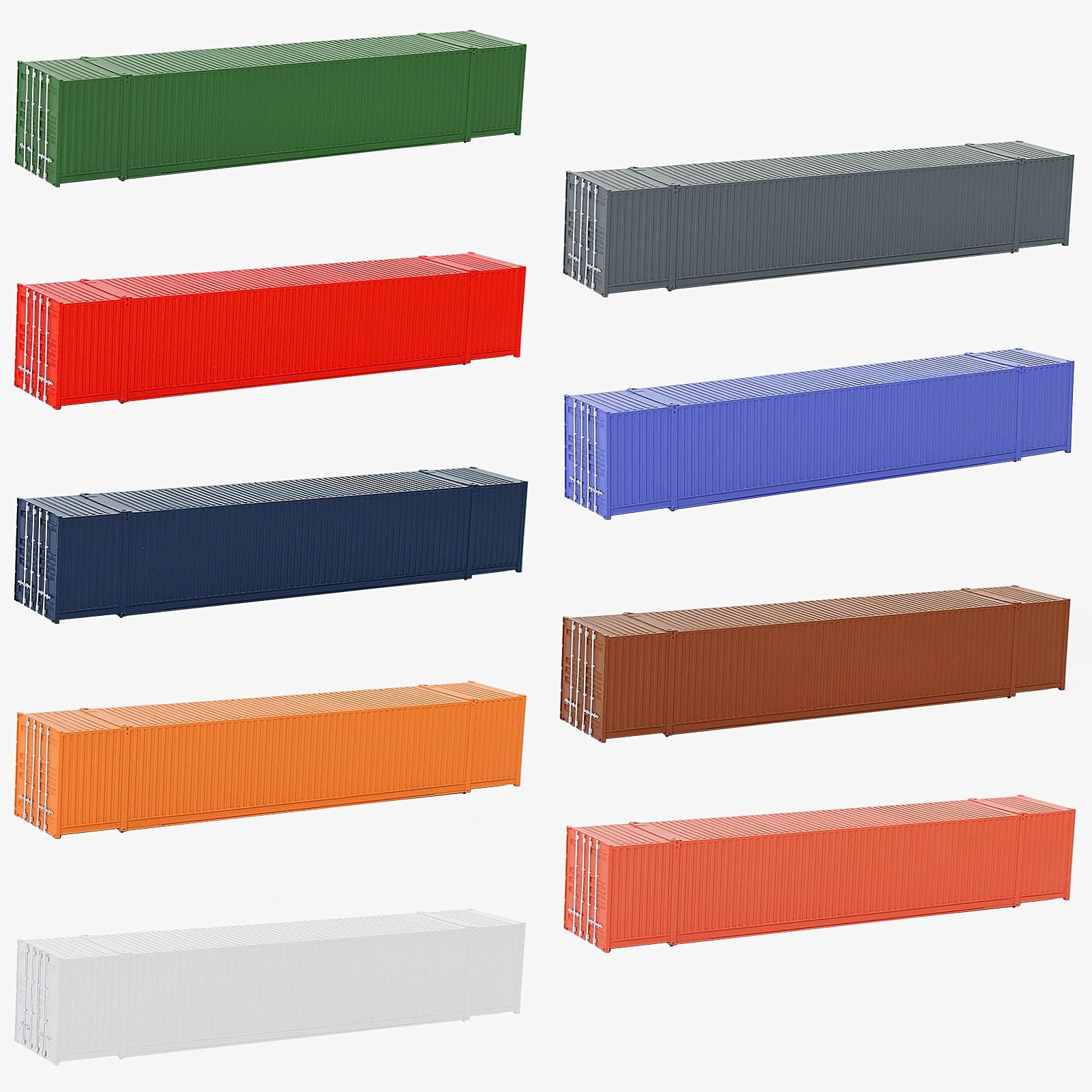 C8753 9pcs Different Colored HO Scale 1:87 53ft Blank Shipping Container 53' Cargo Box