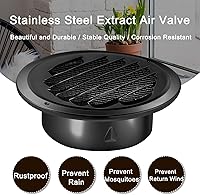 Vista 5 de Zonon Paquete de 4 rejillas de ventilación redondas negras de 6 pulgadas para secadora de acero inoxidable con pantalla de malla para el hogar