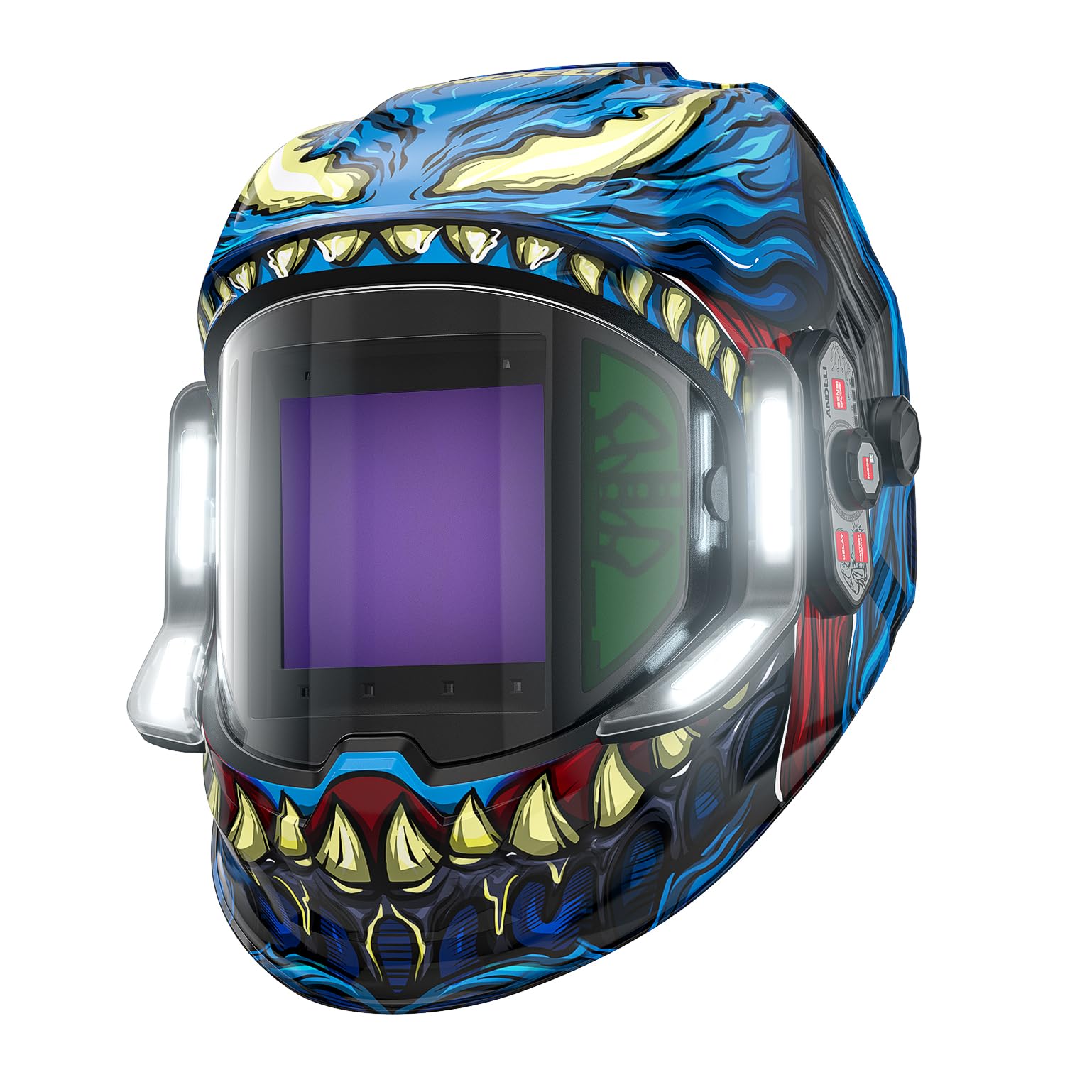 ANDELI Automatik Schweißhelm – 180° Panorama, 6 Sensoren, Bewegungssteuerung, 4 LED, Echtfarben 1/1/1/1, 2100mAh Akku, USB-C für MIG/MAG/Wig/MMA/Schleifen/Schneiden