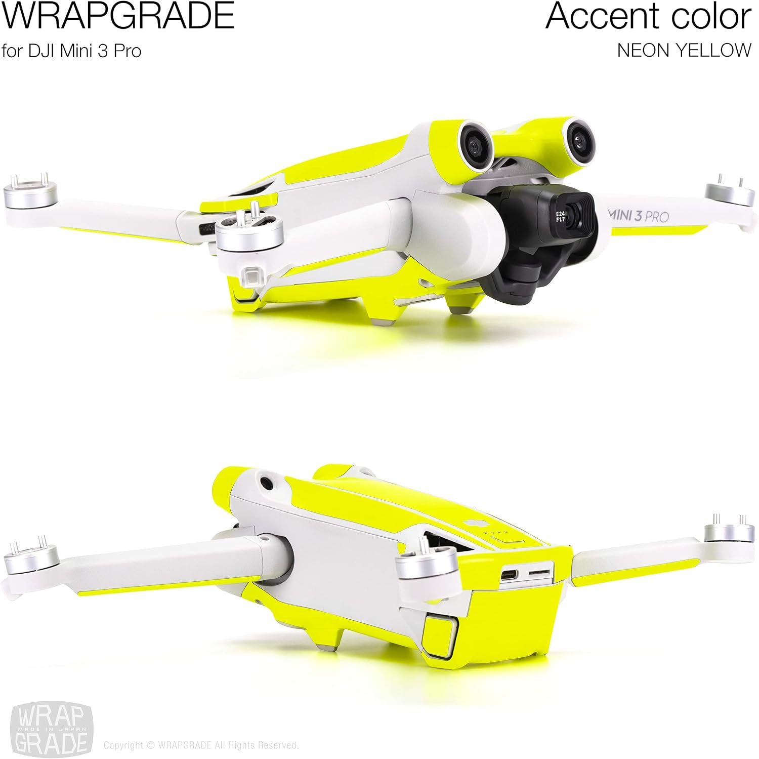 WRAPGRADE Skin Stickers compatible with DJI Mini 3 Pro, Neon Yellow - Image 5