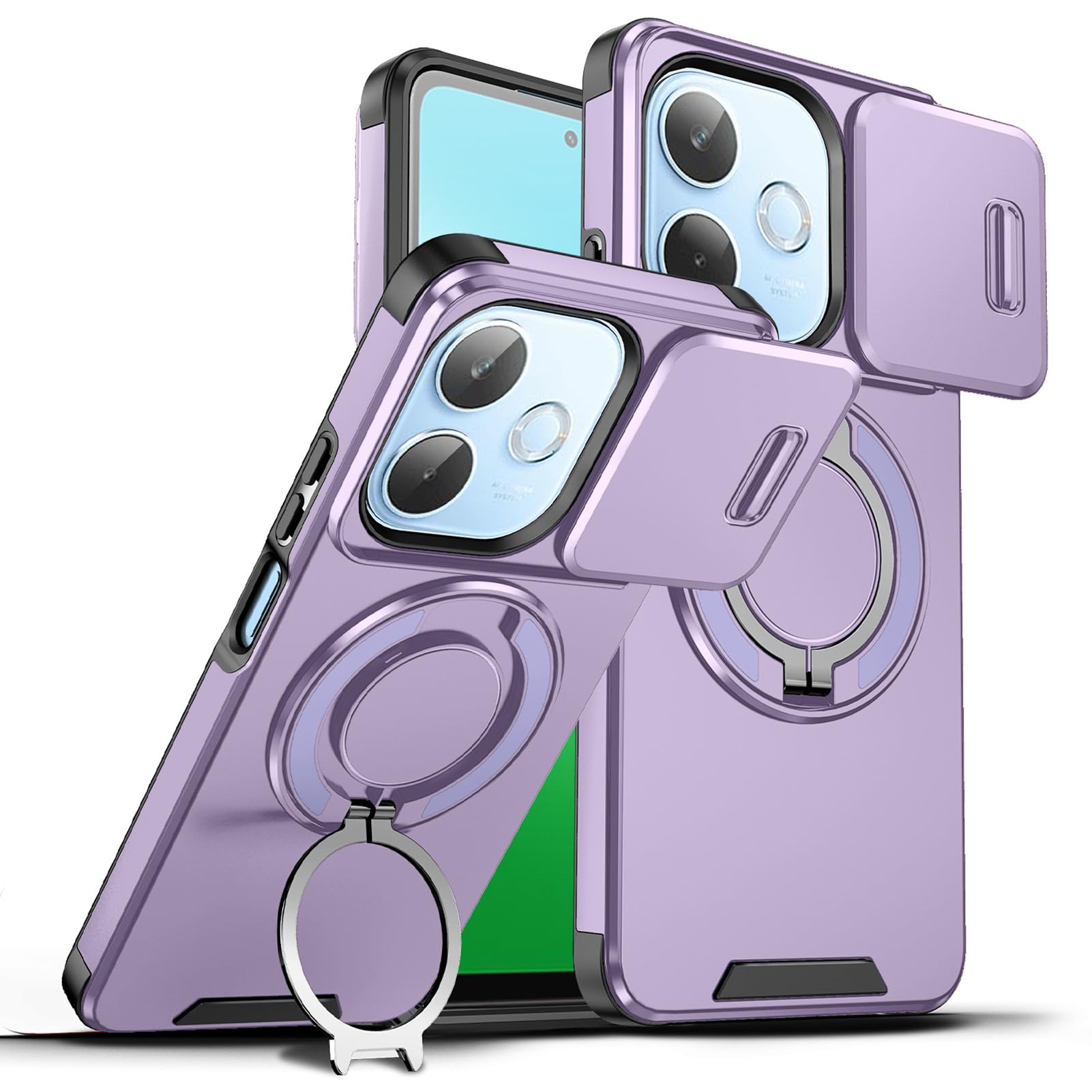 Funda Para OPPO A5 Pro 5G/4G Con Tapa Deslizante Para Cámara - Protección Antigolpes, Anillo Soporte Y Textura Mate | Varios Colores