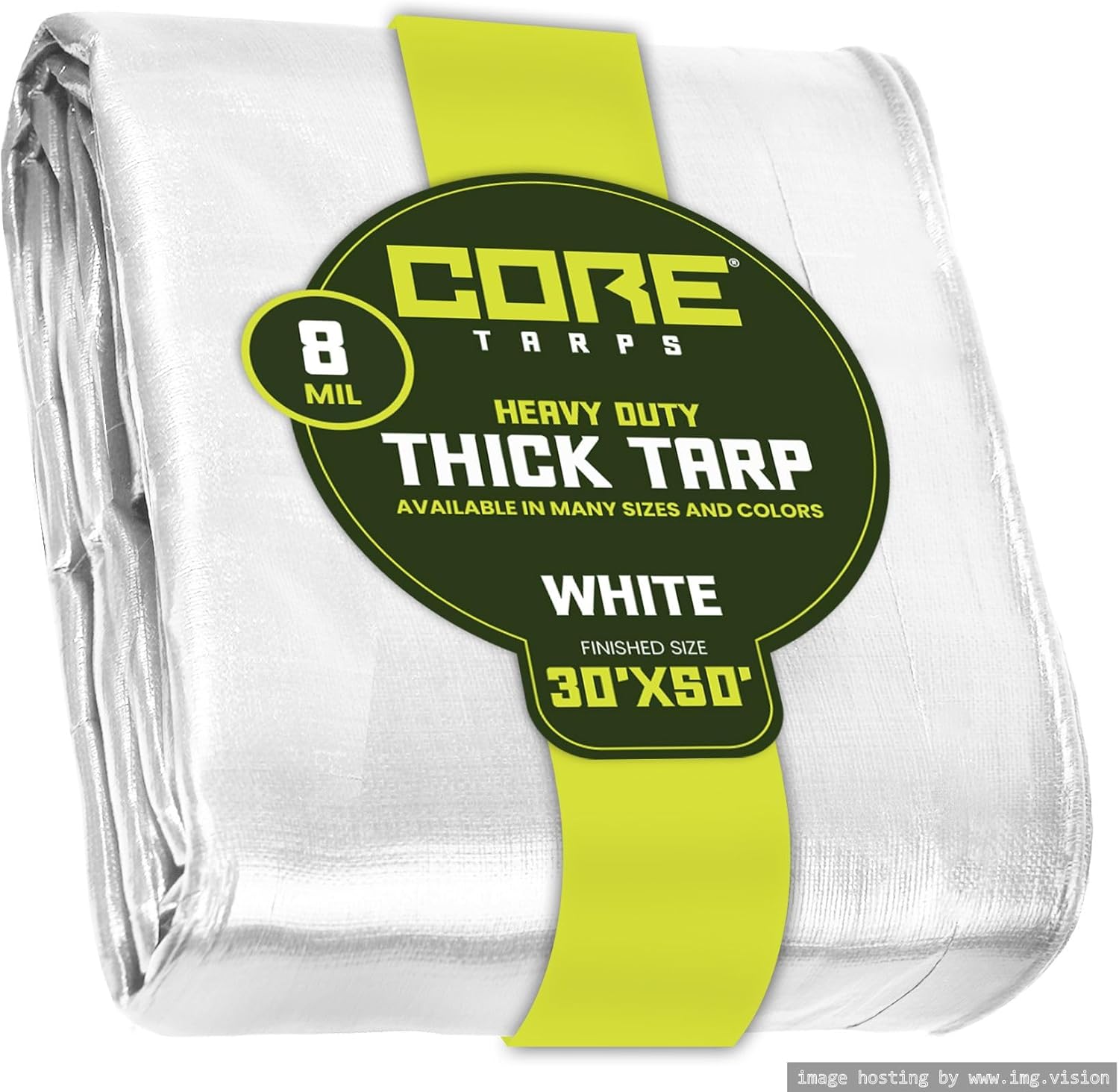 Core Tarps Heavy Duty 8 Mil Tarp Cover, Waterproof, UV Resistant 30x50