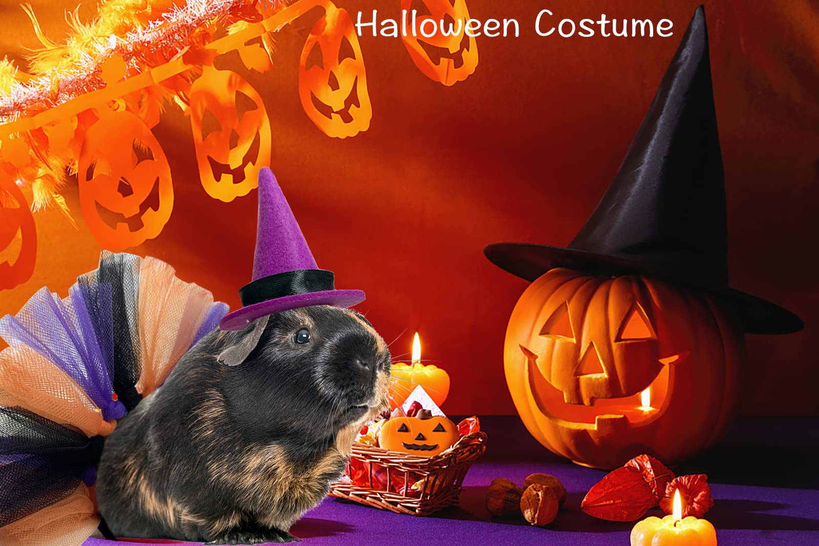 CooShou 4-teiliges Hamster-Outfit – Mini-Hüte & Herz-Bandanas Für Kleintiere Wie Ratten, Meerschweinchen, Eidechsen