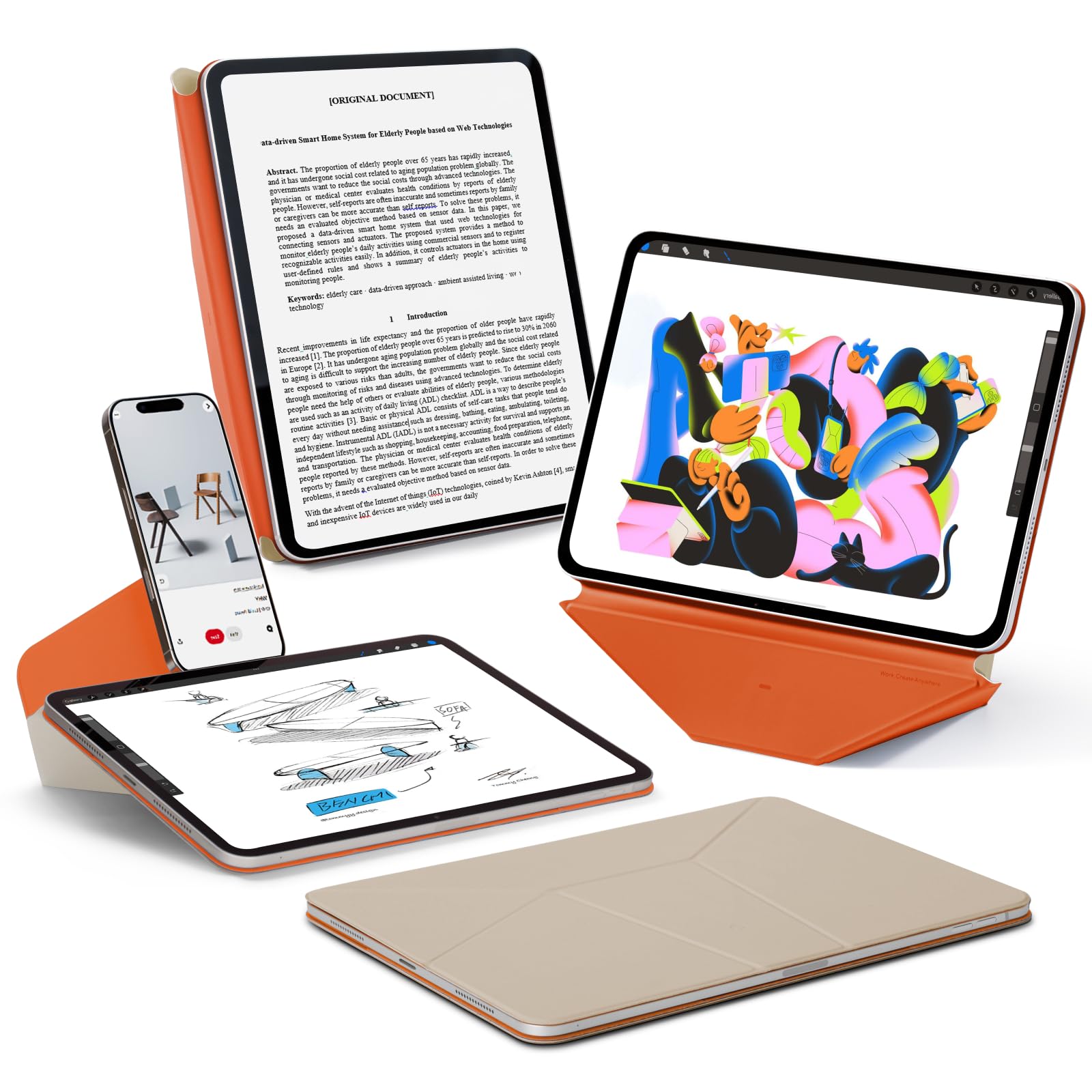 Photo 1 of MOFT Dynamic Folio Case for iPad Air 11" (M4 2026 / M3 2025 / M2 2024) & iPad Air 10.9-inch 5th 4th Generation 2022 2020, Slim Magnetic Stand Case with 20+ Viewing Angles,Beach White x Terracotta