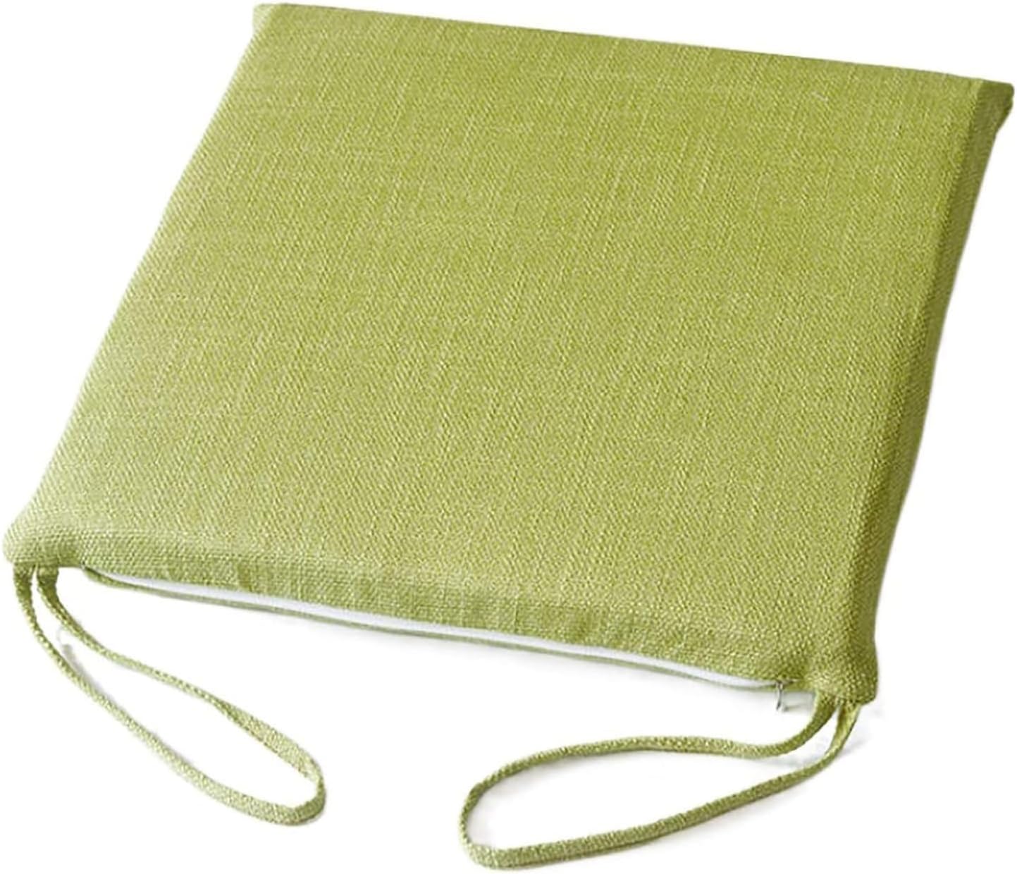 Set of 1/2/4 Square Chair Pad with Ties for Dining Chairs Cotton Linen Kitchen Chair Cushions Floor Pillow Pad with Removable Cover(Beige,18x18in(2pcs))