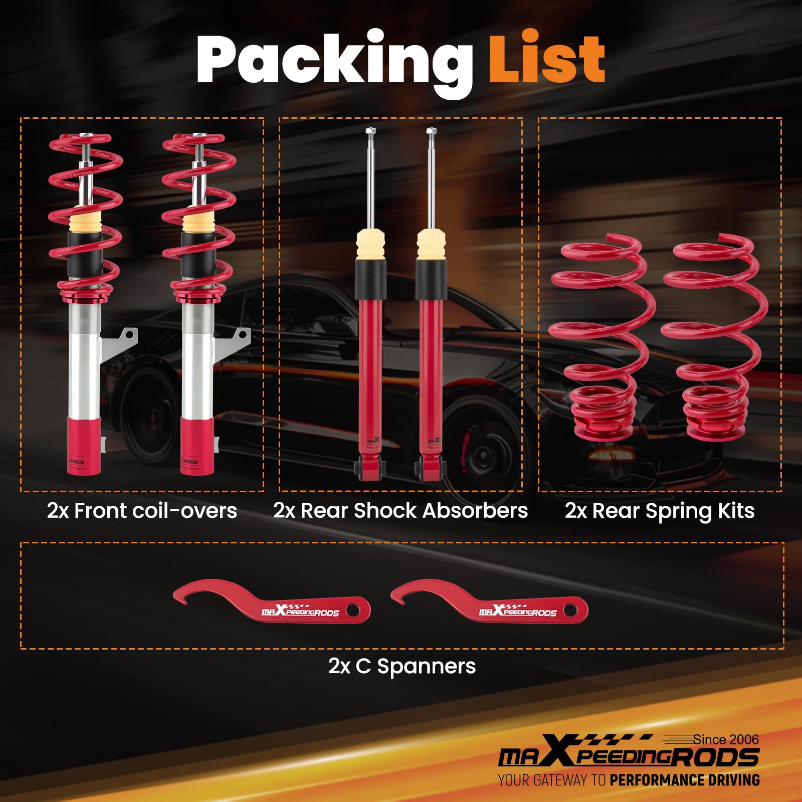 maXpeedingrods Suspensión roscada para VW Golf MK5 A5 tipo 1K 2003-2008, Jetta MK5 A5 1K5 2006-2011
