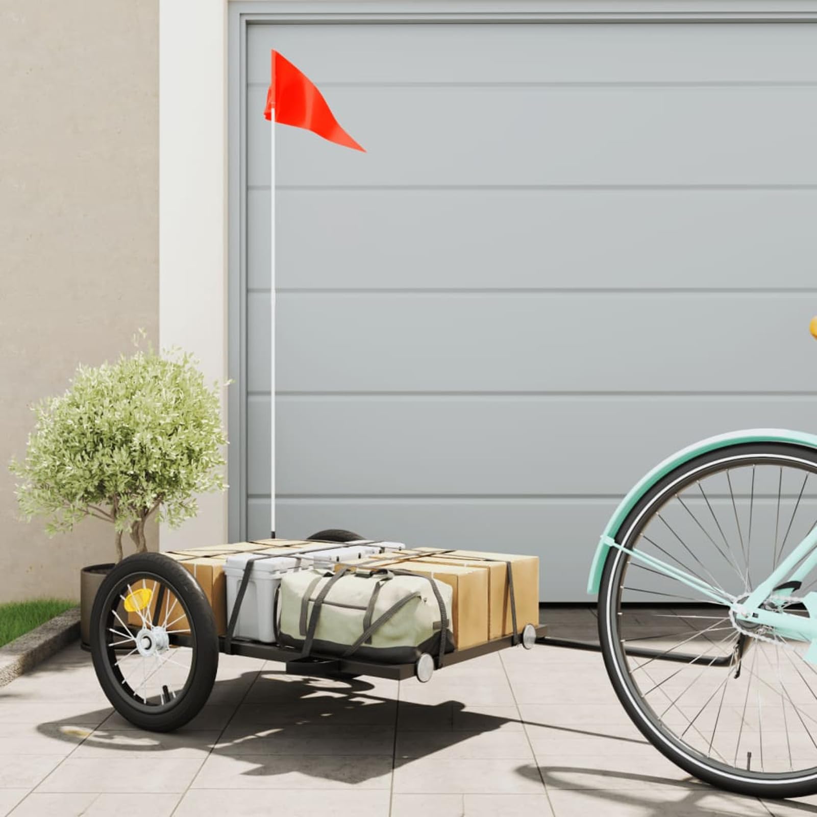 Fahrradanhänger Schwarz 126x63x34 cm Eisen, Fahrrad Anhänger, Lastenanhänger, Handwagen, Fahrrad-lastenanhänger, Lastenfahrrad - 94205