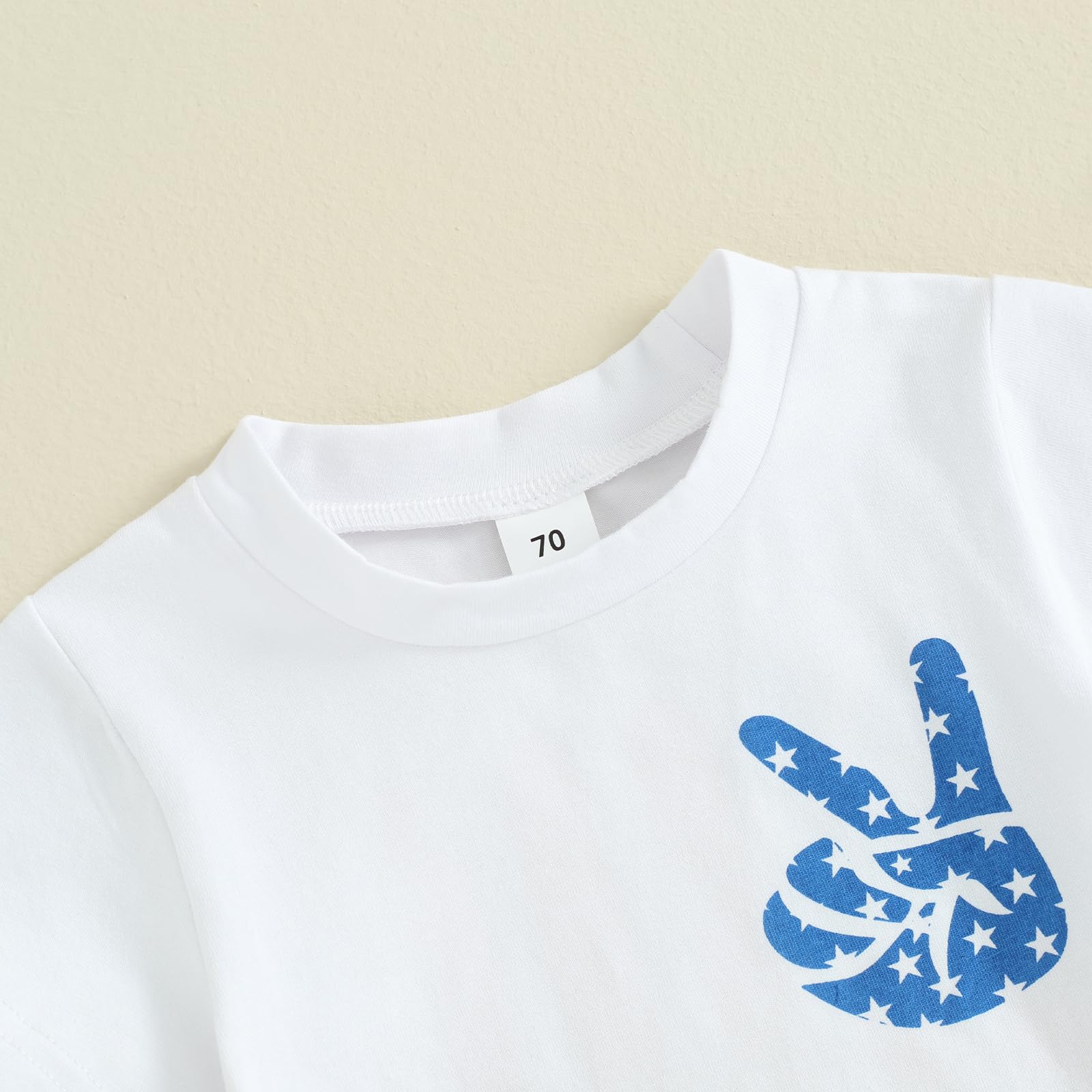 Rarjuiey Toddler Baby Boy Girl 4th Of July Outfits Short Sleeve Embroidery T-Shirt Shorts Set 2Pcs Patriots Summer Clothes (White american, 0-6 Months)