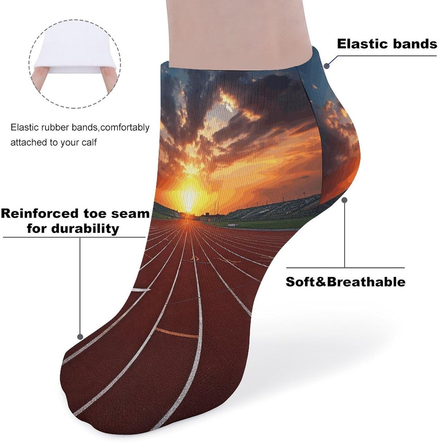 Dusk Running Track Ankle Socks for Men Women 5 Pairs | Comfortable Casual Low Cut Socks, Lightweight No Show Breathable Athletic Socks, Soft Mini Crew Socks for All Seasons