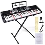 Lexington 61 Key Keyboard Piano, Complete Electronic Piano Keyboard Set for Beginners Adults, Portable Music Keyboard with Lighted Keys, Teaching Modes, Stand, Microphone (Satin Black)