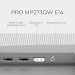 msi PRO MP273QW E14 Moniteur d'Ordinateur 27 po IPS 2560 x 1440 (QHD), 144Hz, Adaptive-Sync, HDMI, Port DP, Montable VESA, Réglable en Hauteur, Inclinaison, Haut-parleur, 1ms, Blanc