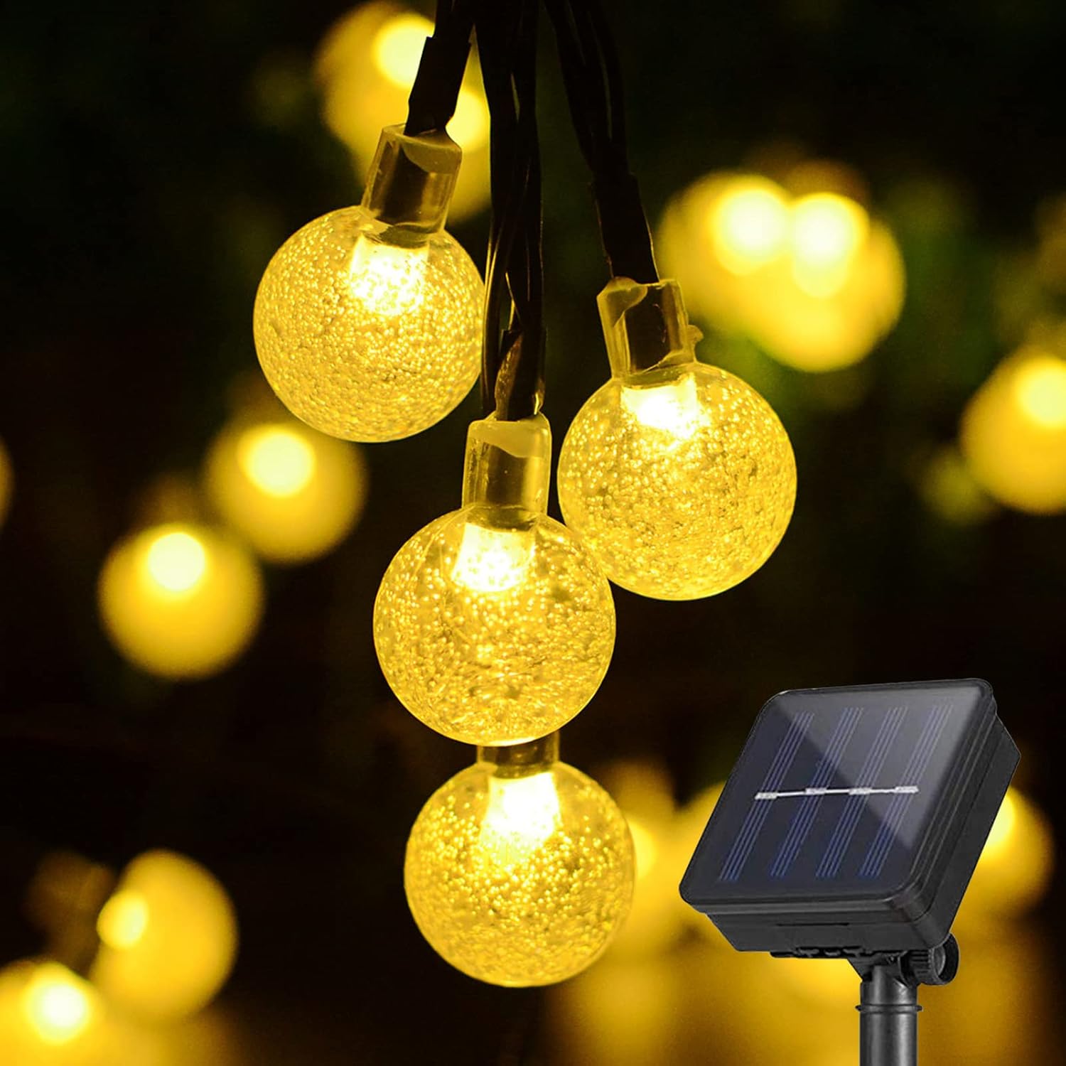 KLGFI Solar Lichterkette Aussen Warmweiss, 100 LED Lichterkette Balkon