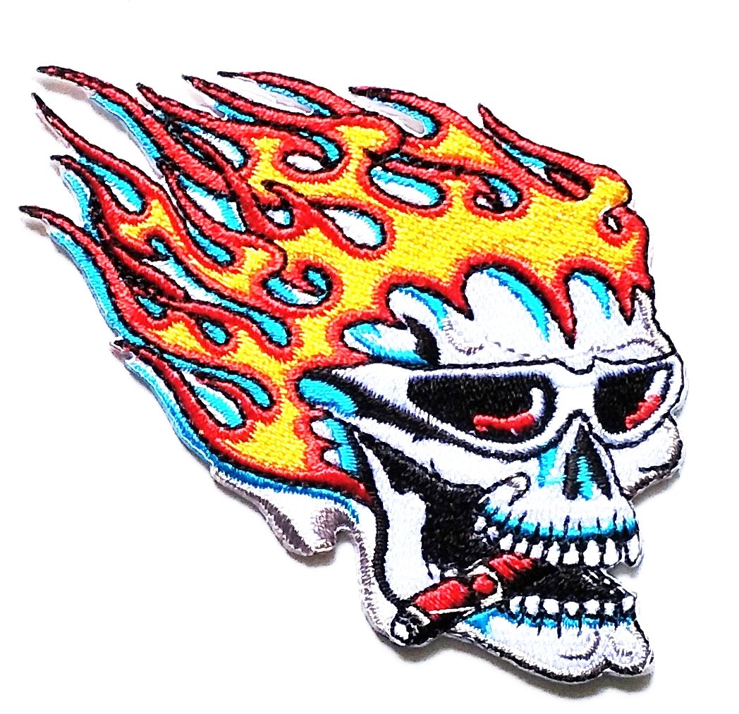 Nipitshop Flaming Skull & Ghost Patch Set for Motorcycle Rider & Biker gear : Arts, Crafts & Sewing