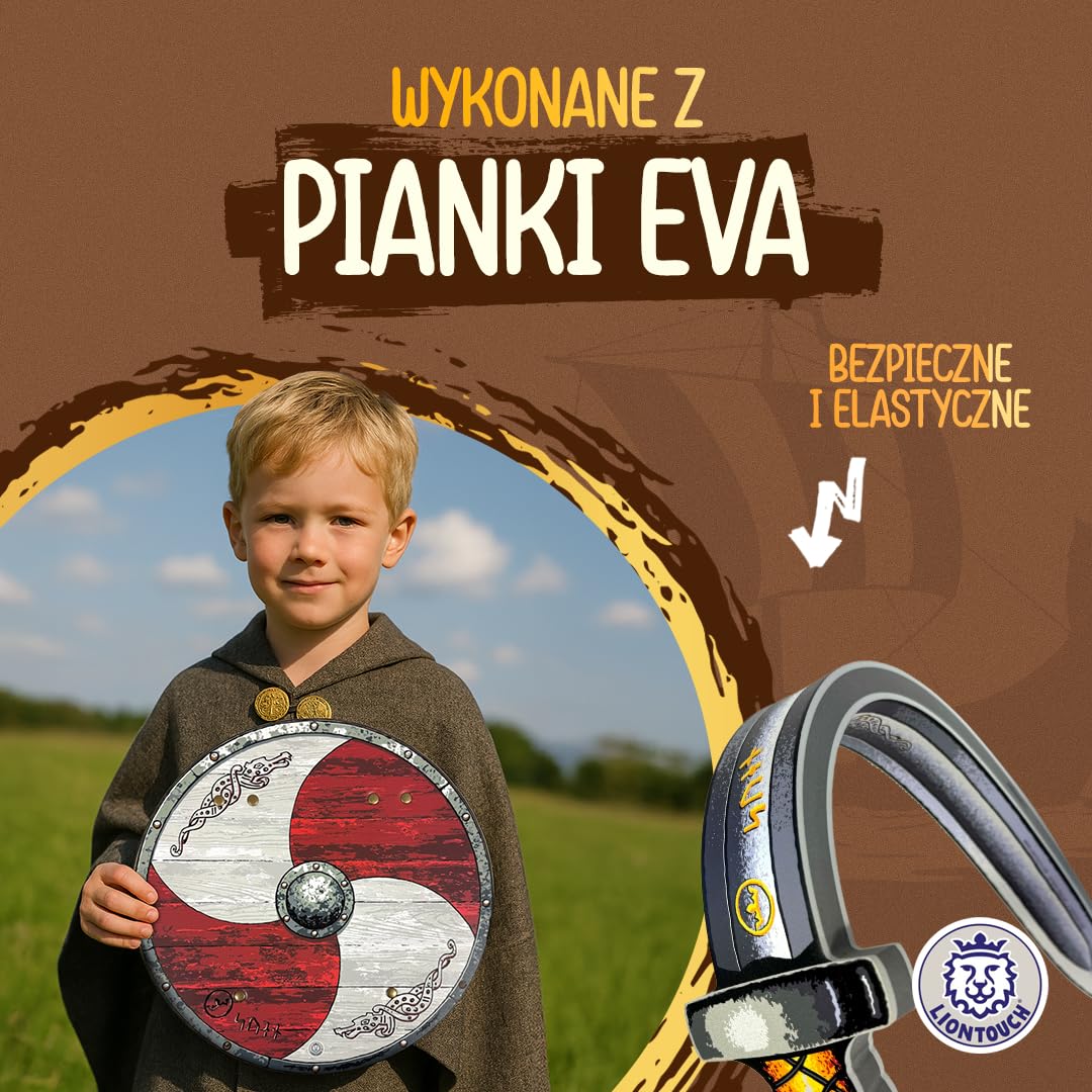 Liontouch - Zestaw Wikingów - Miecze, Tarcza i Topór | dla chłopców od 3 lat | Autentyczne zabawki do odgrywania ról Mastro Sven | Akcesoria piankowe do kostiumów Berserker i gier fantasy