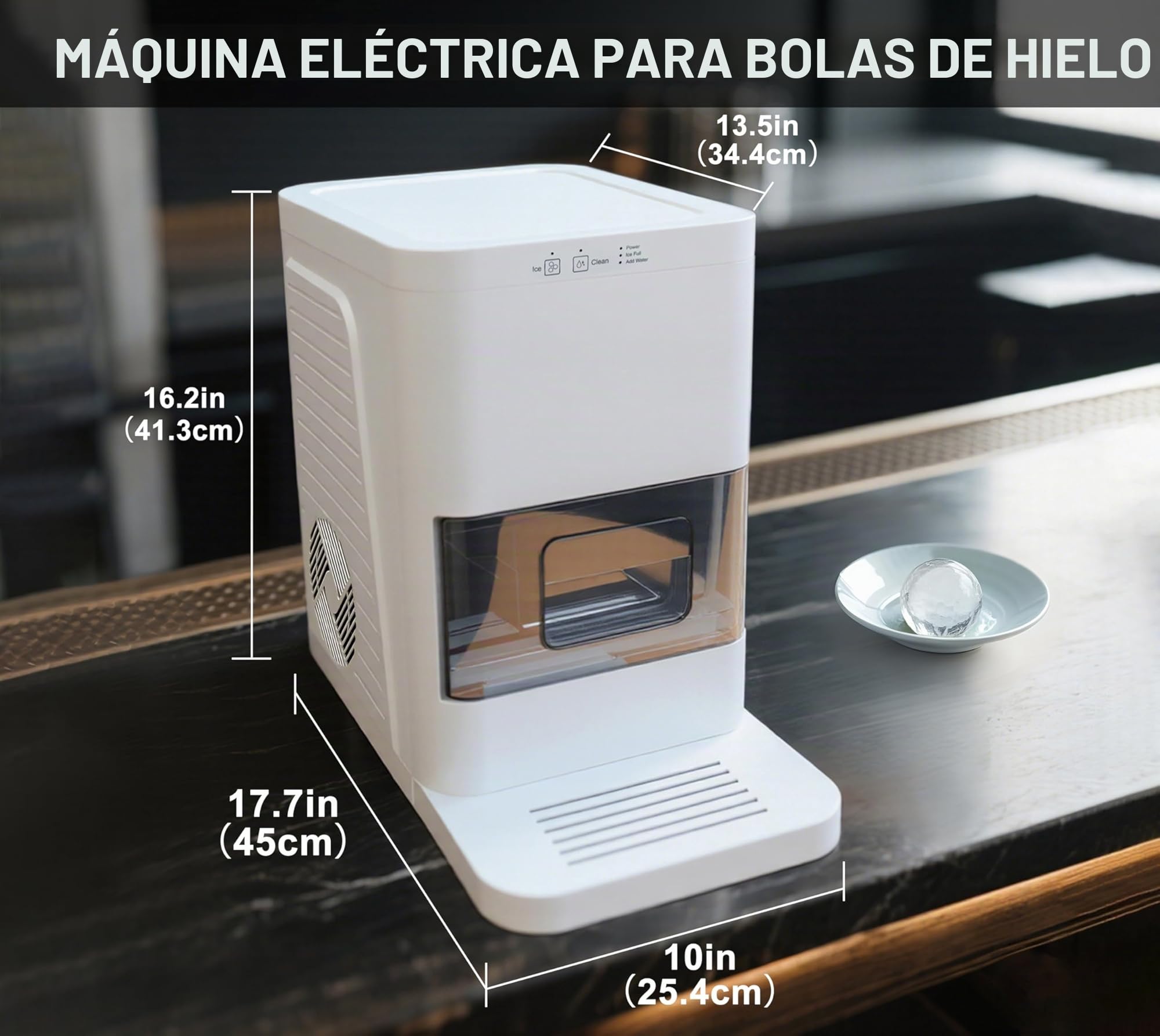 Máquina para Hacer Bolas de Hielo, con Sensores Inteligentes, Limpieza con Un Solo Toque, Produce 2 Piezas en 50 Minutos, Máquina de Hielo Silenciosa con Autolimpieza y Pinza para Hielo,YH1590