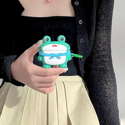 Miniatura 3 de Rertnocnf Impermeable Kawaii 3D con diseño de rana Kawaii funda protectora de silicona suave para auriculares a prueba de golpes compatible con