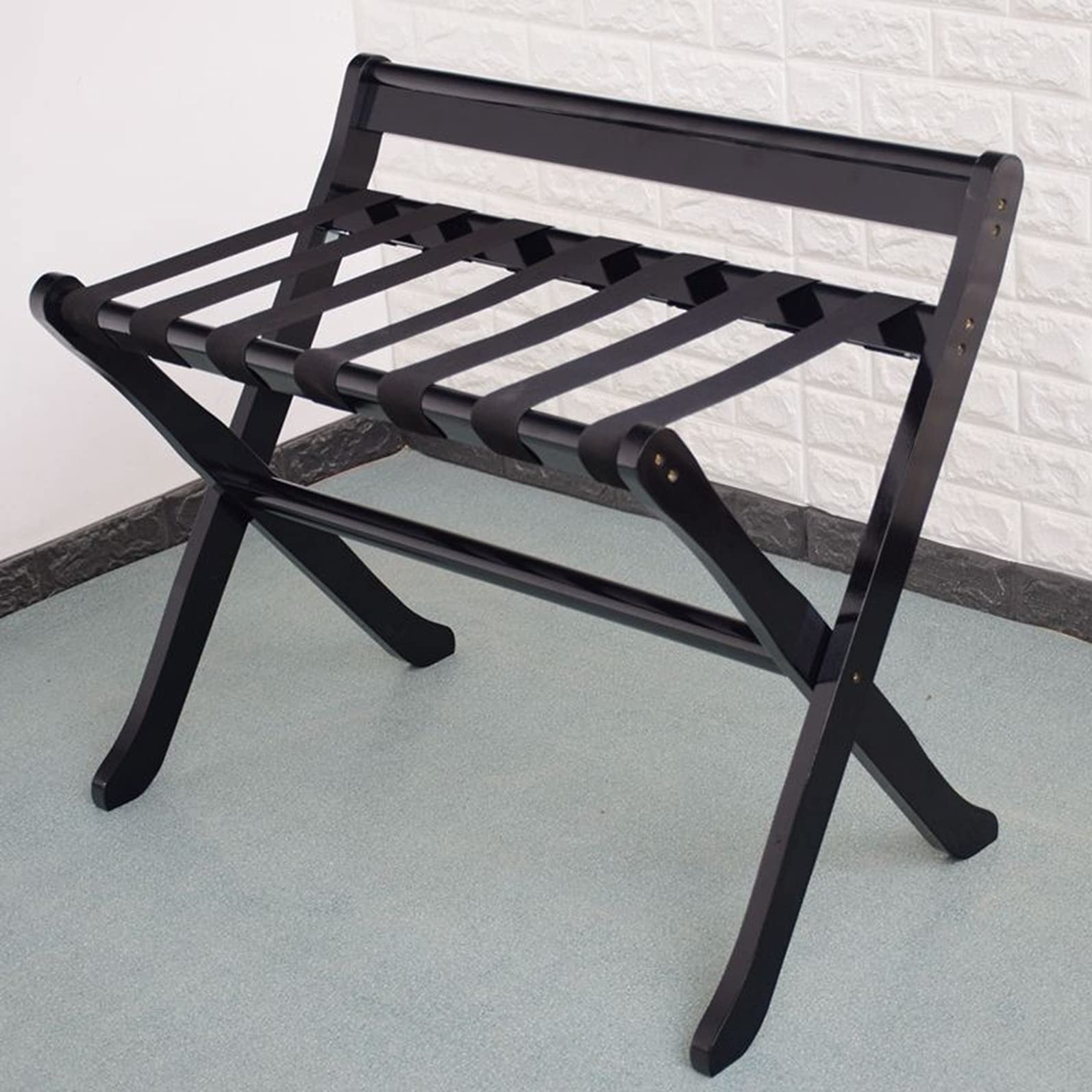 Étagère de rangement porte-bagages d'hôtel en bois compact