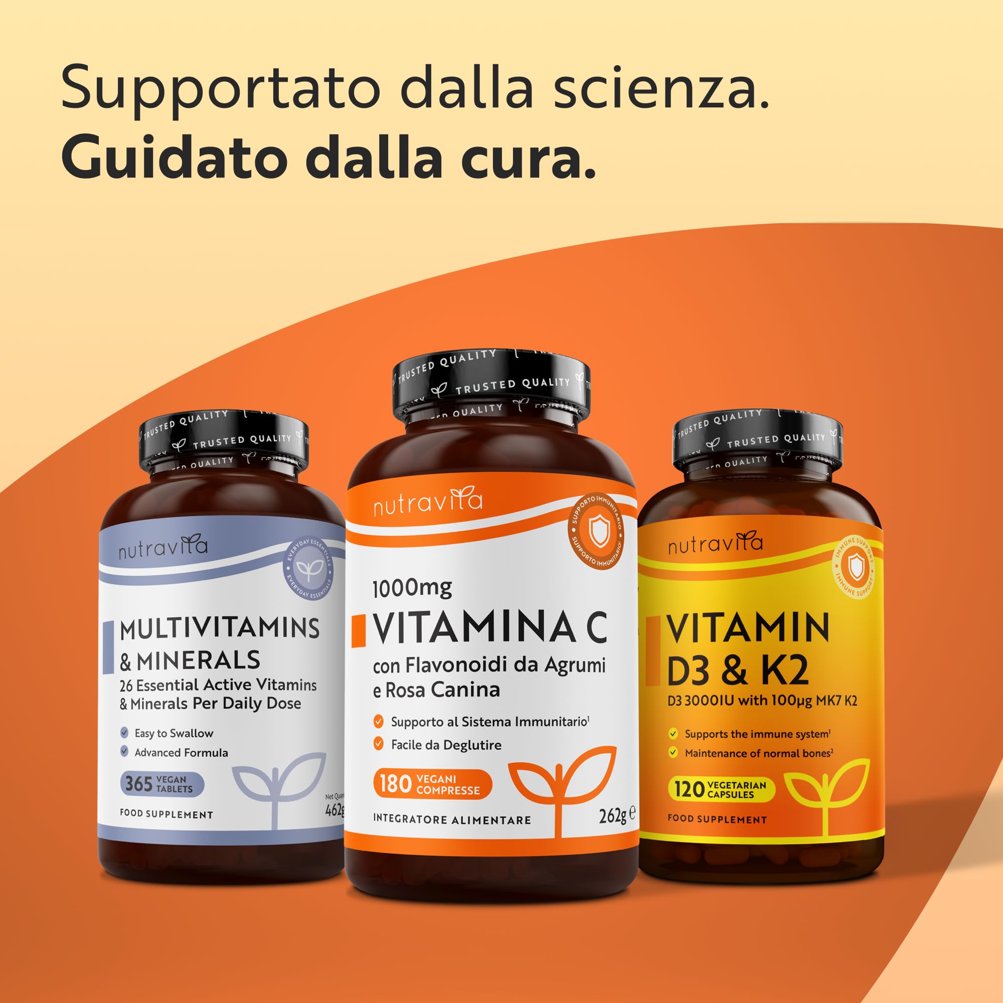 Nutravita Vitamina C 1000mg - 180 Vit C Compresse per 6 Mesi - Vitamina C Pura con Rosa Canina e Flavonoidi - Acido Ascorbico - 100% Vegan - Normale Funzione del Sistema Immunitario