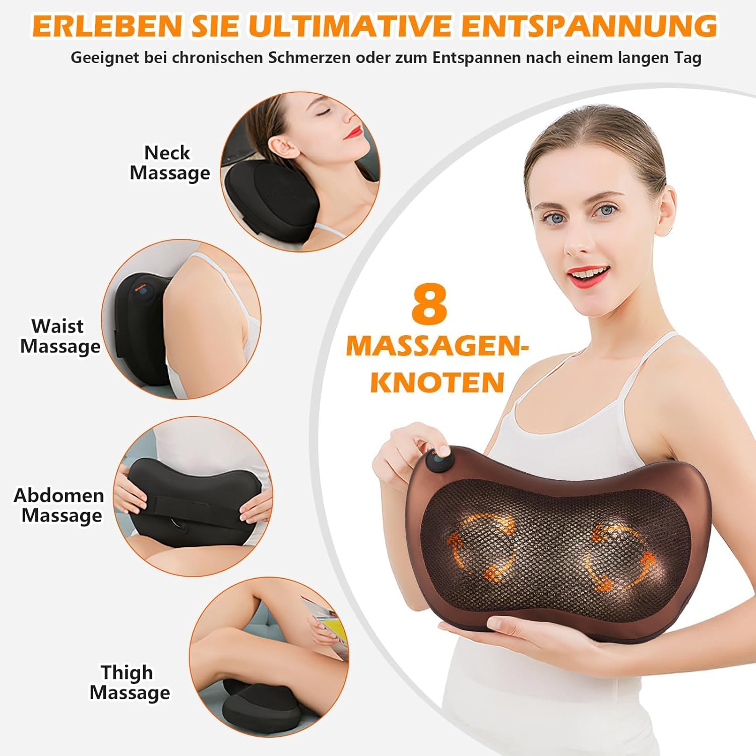 DEVU Enterprise Shiatsu Back & Neck Massager with Heat | Deep Tissue Electric Massage Pillow for Pain Relief – Home, Car & Office Use - Image 3 thumbnail