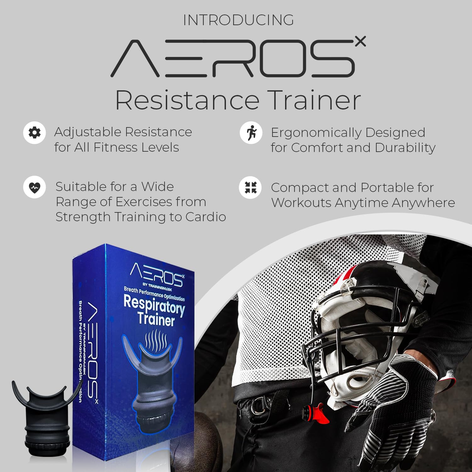 TRAININGMASK AEROSx Optimizador de rendimiento respiratorio y entrenador muscular pulmonar | Respiración diafragmática | Entrenador de altitud respiratorio inspiratorio y espiratorio Alternaitve